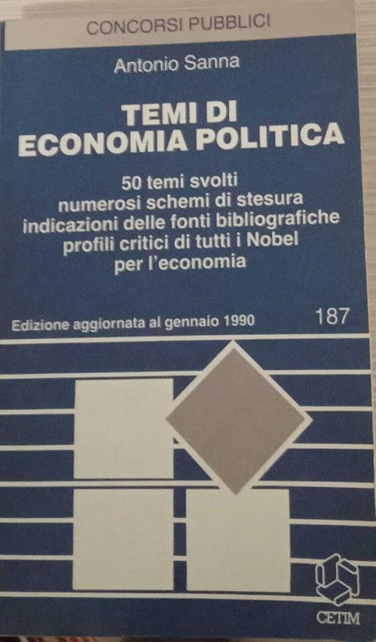 Temi di economia politica - Antonio Sanna - copertina