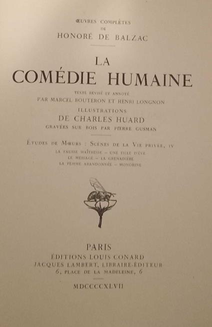 La Comèdie Humaine. Vol. IV - Honoré de Balzac - copertina