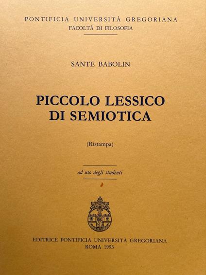 Piccolo lessico di semiotica - Sante Babolin - copertina