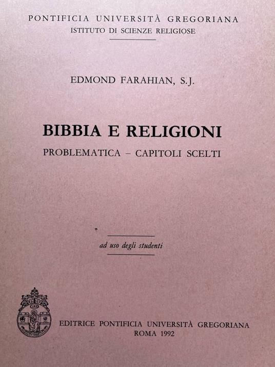 Bibbia e religioni. Problematica - capitoli scelti - copertina