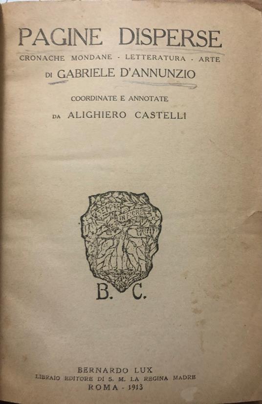 Pagine disperse - Gabriele D'Annunzio - copertina