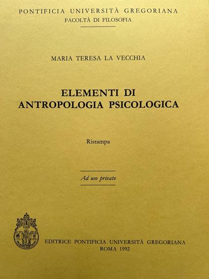 Elementi di antropologia psicologica - copertina