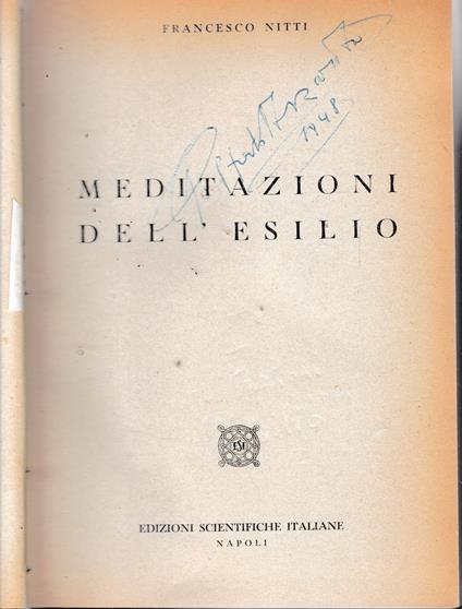 Meditazioni dell'esilio - Francesco Nitti - copertina