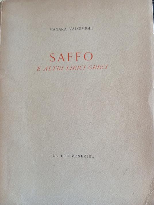 Saffo e altri lirici greci - Manara Valgimigli - copertina