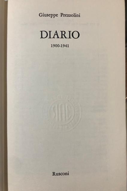 Diario 1900 - 1941 - Giuseppe Prezzolini - copertina