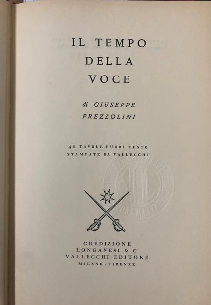 Il tempo della voce - Giuseppe Prezzolini - copertina