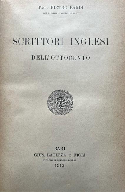 Scrittori inglesi dell'Ottocento - Pietro Bardi - copertina