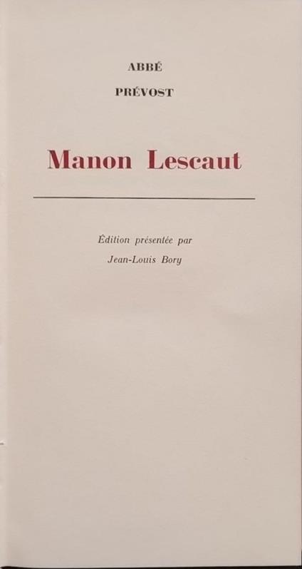 Manon Lescaut - copertina