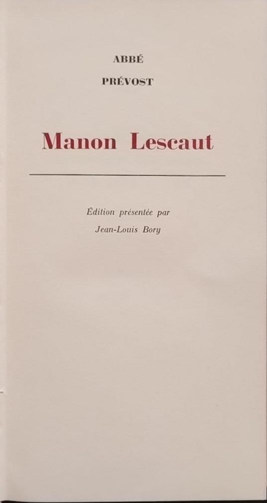 Manon Lescaut - copertina