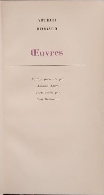 Oeuvres - Arthur Rimbaud - copertina