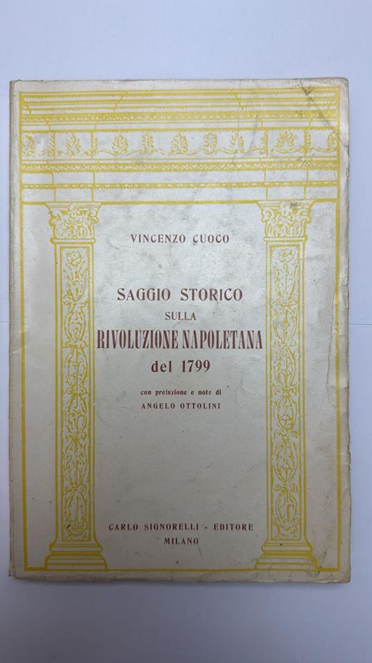 Saggio storico sulla rivoluzione napoletana del 1799 - Vincenzo Cuoco - copertina