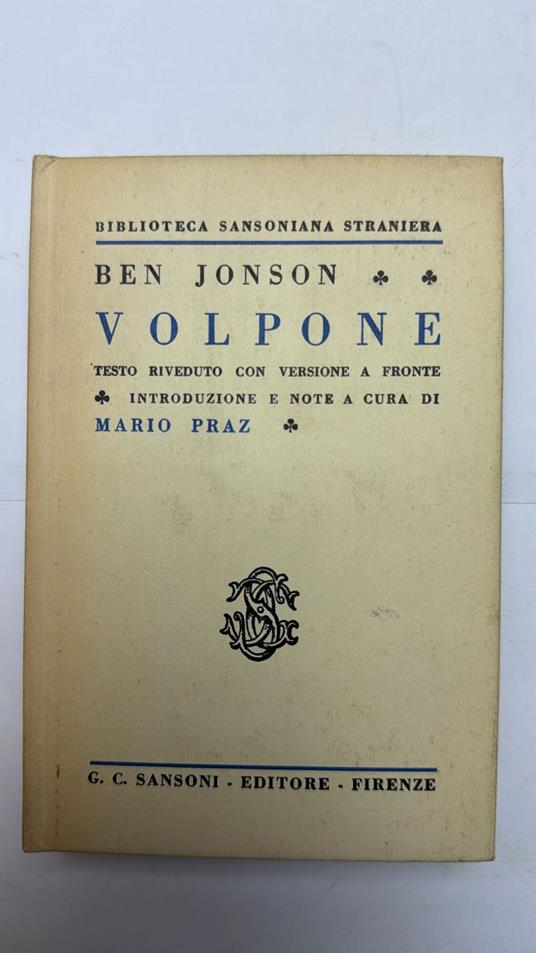 Volpone - Ben Jonson - copertina