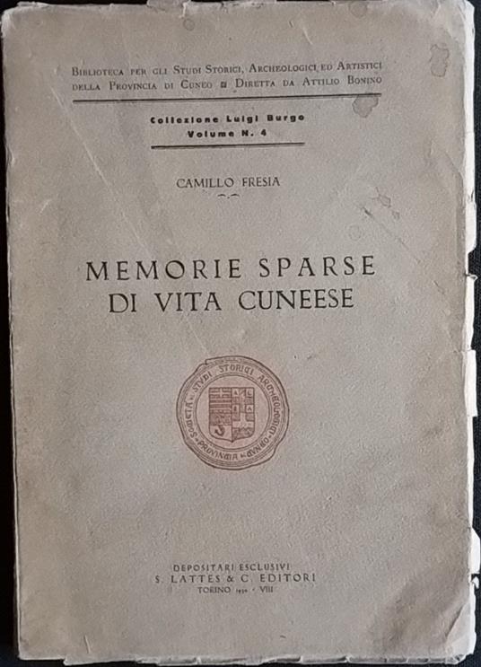 Memorie sparse di vita cuneese - Camillo Fresia - copertina