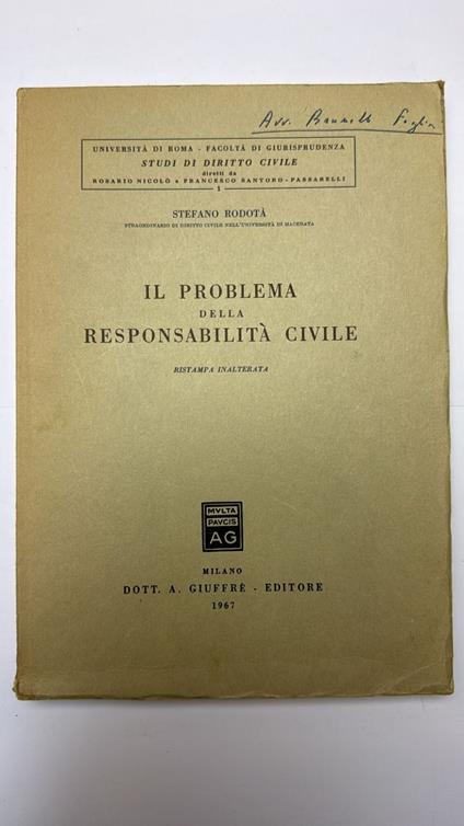 Il problema della responsabilità civile - Stefano Rodotà - copertina