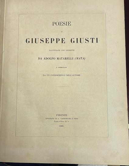 Poesie Di Giuseppe Giusti - copertina