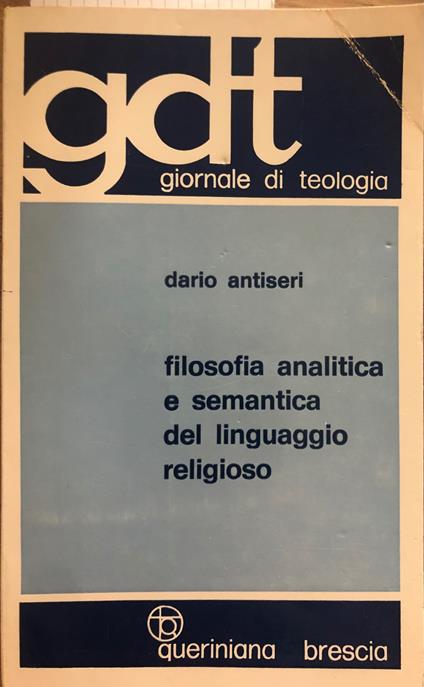 Filosofia analitica e semantica del linguaggio religioso - Dario Antiseri - copertina
