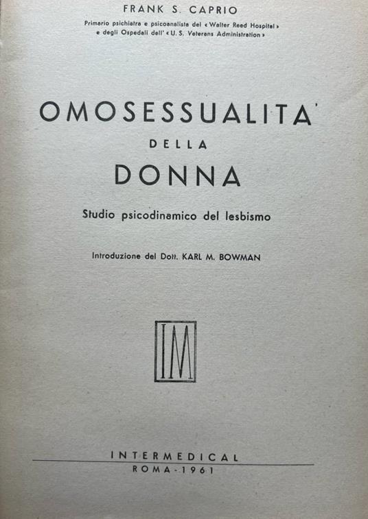 Omosessualità della donna. Studio psicodinamico del lebismo - Frank S. Caprio - copertina