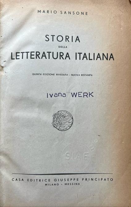 Storia della letteratura italiana - Mario Sansone - copertina