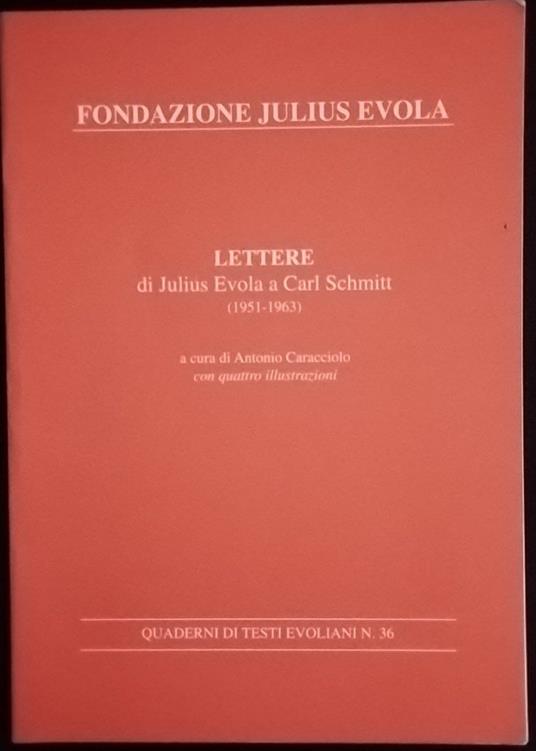 Lettere di Julius Evola a Carl Schmitt (1951-1963) - copertina