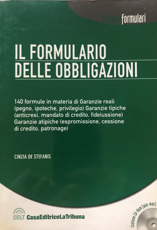 Il formulario delle obbligazioni - Cinzia De Stefanis - copertina