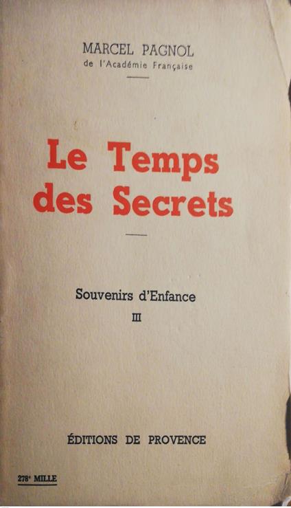 Le temps des Secrets - Marcel Pagnol - copertina