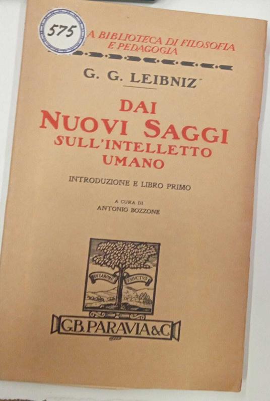 Dai nuovi saggi sull'intelletto umano (libro primo) - Gottfried W. Leibniz - copertina