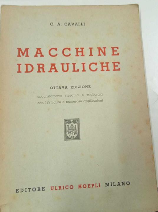 Macchine idrauliche - Carlo A. Cavalli - copertina