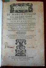 Opere morali cioè tre libri de gli Uffici, due dialoghi: l'uno dell'Amicitia, e l'altro della Vecchiezza, sei paradossi secondo l'openione de gli Stoici. Tradotti da M.F. Vendramino nobile vinitiano. Alle quali opere s'è aggiunto il Sogno di Scipione