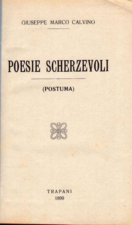 Poesie scherzevoli (Postuma) - Giuseppe Marco Calvino - copertina