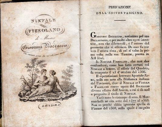 Ninfale fiesolano di messer Giovanni Boccaccio con varianti prese da un'edizione antica - Giovanni Boccaccio - copertina
