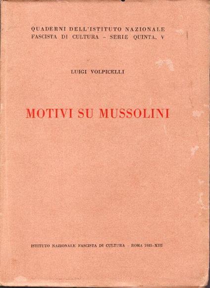 Motivi su Mussolini - Luigi Volpicelli - copertina