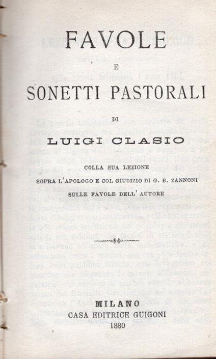 Favole e sonetti pastorali - Luigi Clasio - copertina