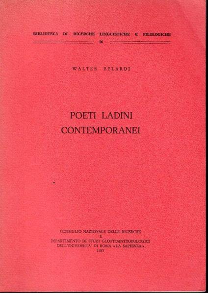 Poeti Ladini Contemporanei - Walter Belardi - copertina