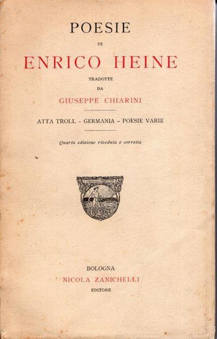 Poesie di Enrico Heine, tradotte da Giuseppe Chiarini - Heinrich Heine - copertina