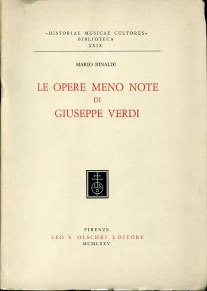 Le opere meno note di Giuseppe Verdi - Mario Rinaldi - copertina