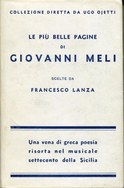 Le più belle pagine di Giovanni Meli, scelte da Francesco Lanza - Giovanni Meli - copertina