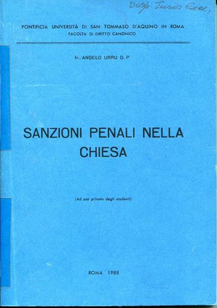Sanzioni penali nella Chiesa - Angelo Giuseppe Urru - copertina