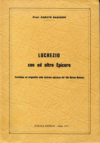 Lucrezio con ed oltre Epicuro - copertina