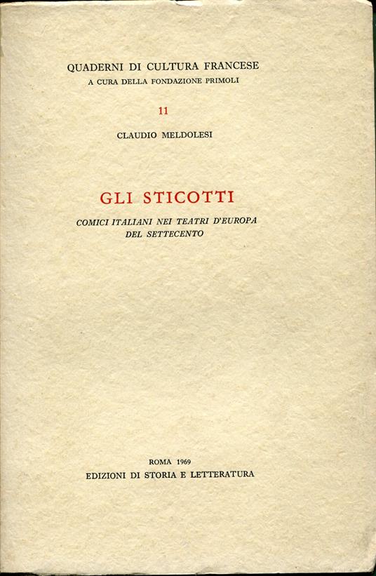 Gli Sticotti : comici italiani nei teatri d'Europa del Settecento - Claudio Meldolesi - copertina