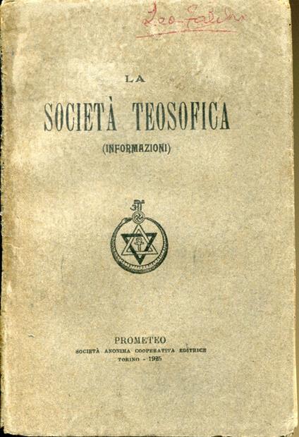 La società teosofica (Informazioni) - Anonimo - copertina