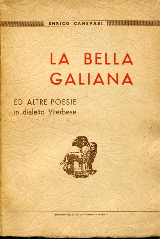 La bella Galiana : ed altre poesie in dialetto viterbese - copertina