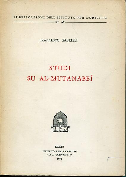 Studi su al-Mutanabbi - Francesco Gabrieli - copertina