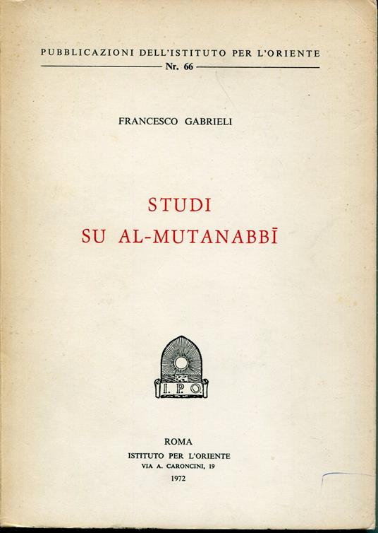 Studi su al-Mutanabbi - Francesco Gabrieli - copertina