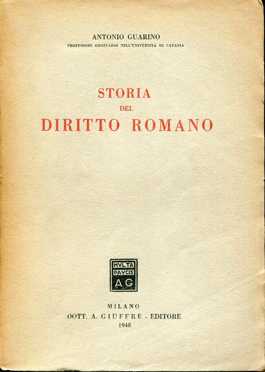 Storia del diritto romano - Antonio Guarino - copertina