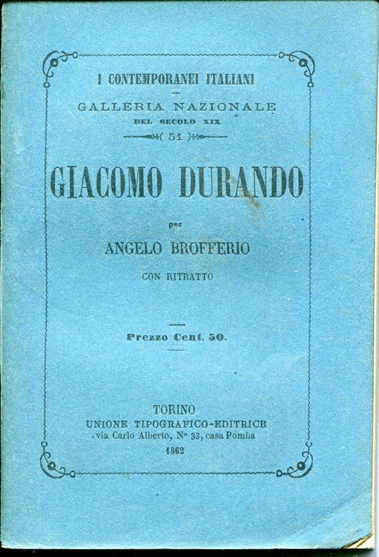 Giacomo Durando - Angelo Brofferio - copertina