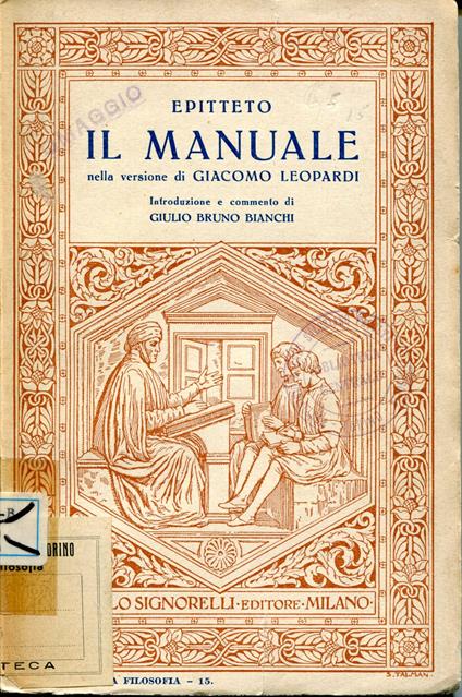 Il manuale, nella versione di Giacomo Leopardi introduzione e commento di Giulio Bruno Bianchi - copertina