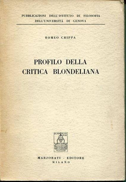 Profilo della critica blondeliana - Romeo Crippa - copertina