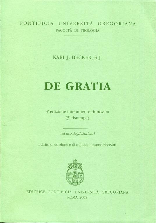 De gratia, 3. ed. interamente rinnovata - copertina