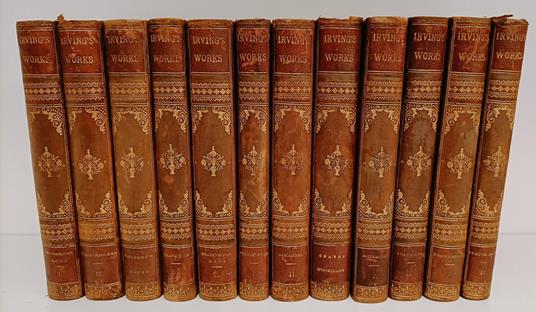 Tappan Zee Edition of Irving's Works. 12 volumi. Wolfert's Roost The Alhambra Vol I e II Bracebridge Hall Vol I and II The Sketch-Book Vol I and II A History of New York Vol I and II Tales of a Traveller Vol I and II The Crayon Miscellany - Washington Irving - copertina