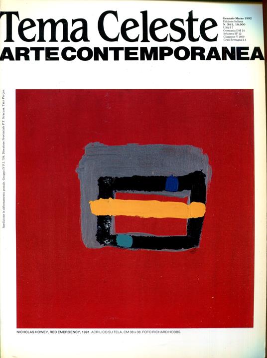 TEMA CELESTE. Arte contemporanea -N. 34, gennaio-marzo 1992 - G. Valerio Catullo - copertina